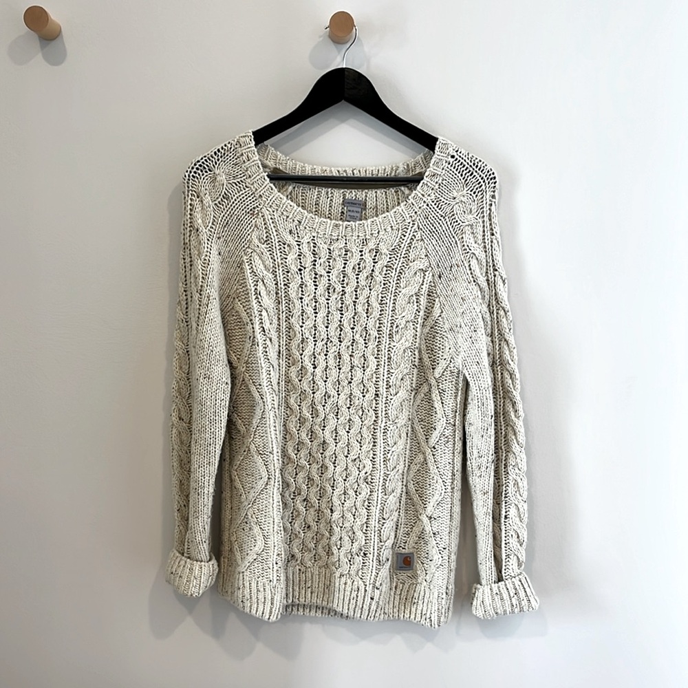 M (8/10) Carhartt Cream Cable Knit Sweater